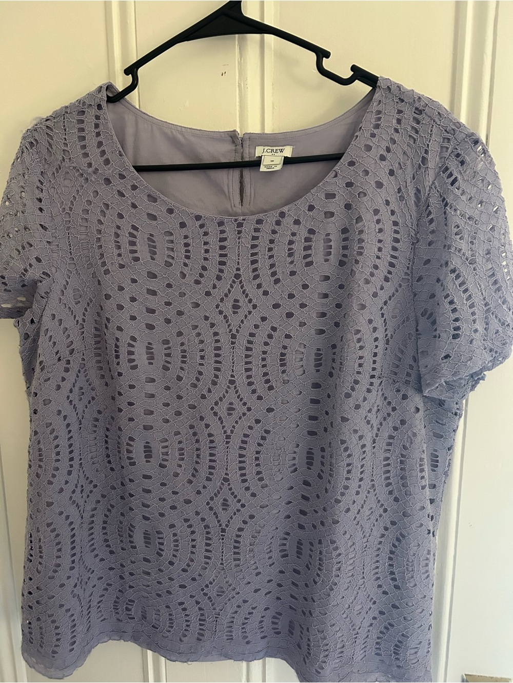 J. Crew Lavender Eyelet Lace Short Sleeve Blouse